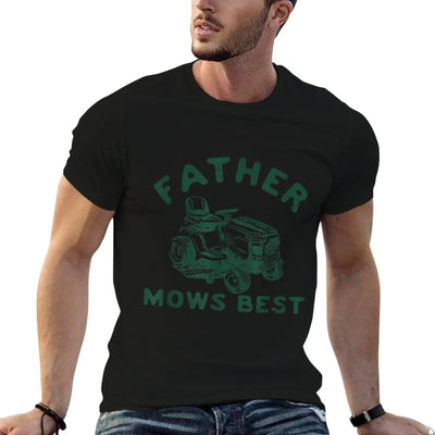 Father Mows Best  Ribbed Collar T-Shirt