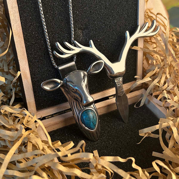 Deer Skull Necklace Knife Buckle