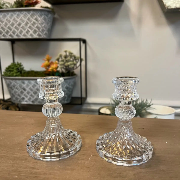 Crystal Clear Glass Candle Holder