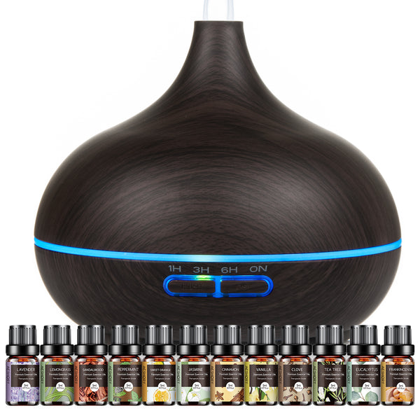 550ML Large Capacity Essential Oil Diffuser for Home | 12 Essential Oils Included, Remote Control