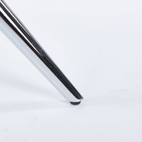 Modern Chrome Metal Leg Dining Table with Tempered Glass Top, Space-Saving Kitchen Table for Living Room, Chrome Color, 35.43 x 35.43 x 29.13 Inches