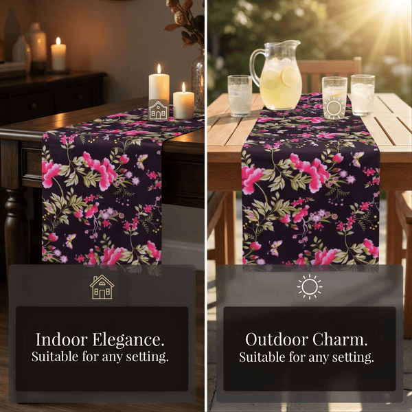 Black Floral Table Runner – Saku Print