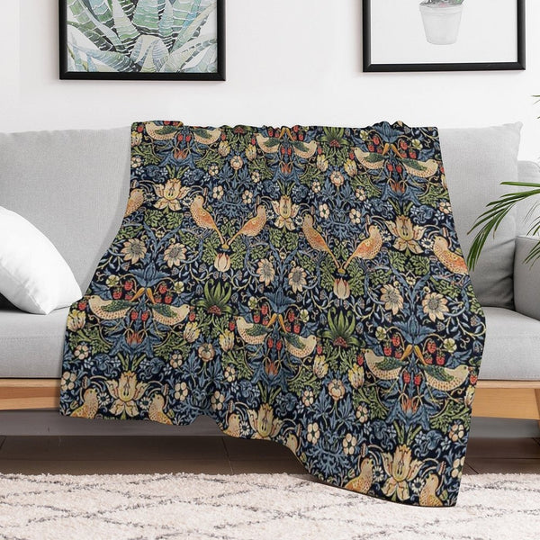 Strawberry Thief Royal Vintage Pattern Sustainable Throw Blanket
