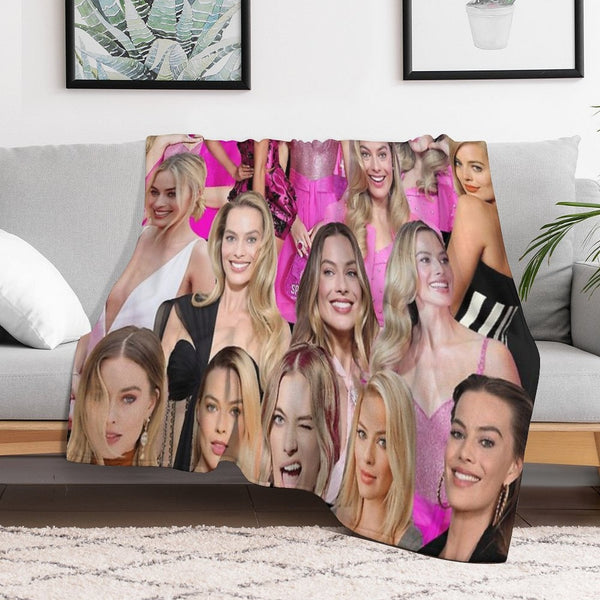 HIGH QUALITY Margot Robbie Photo Collage All-season Throw Blanket