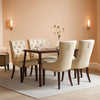 Beige Velvet Button Tufted Dining Chairs Modern Set Of 2 - Beige / Seat Height 19.7"
