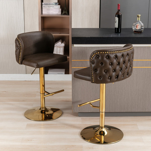 Furniture, Swivel Barstools Adjusatble Seat Height, Modern PU Upholstered Bar Stools