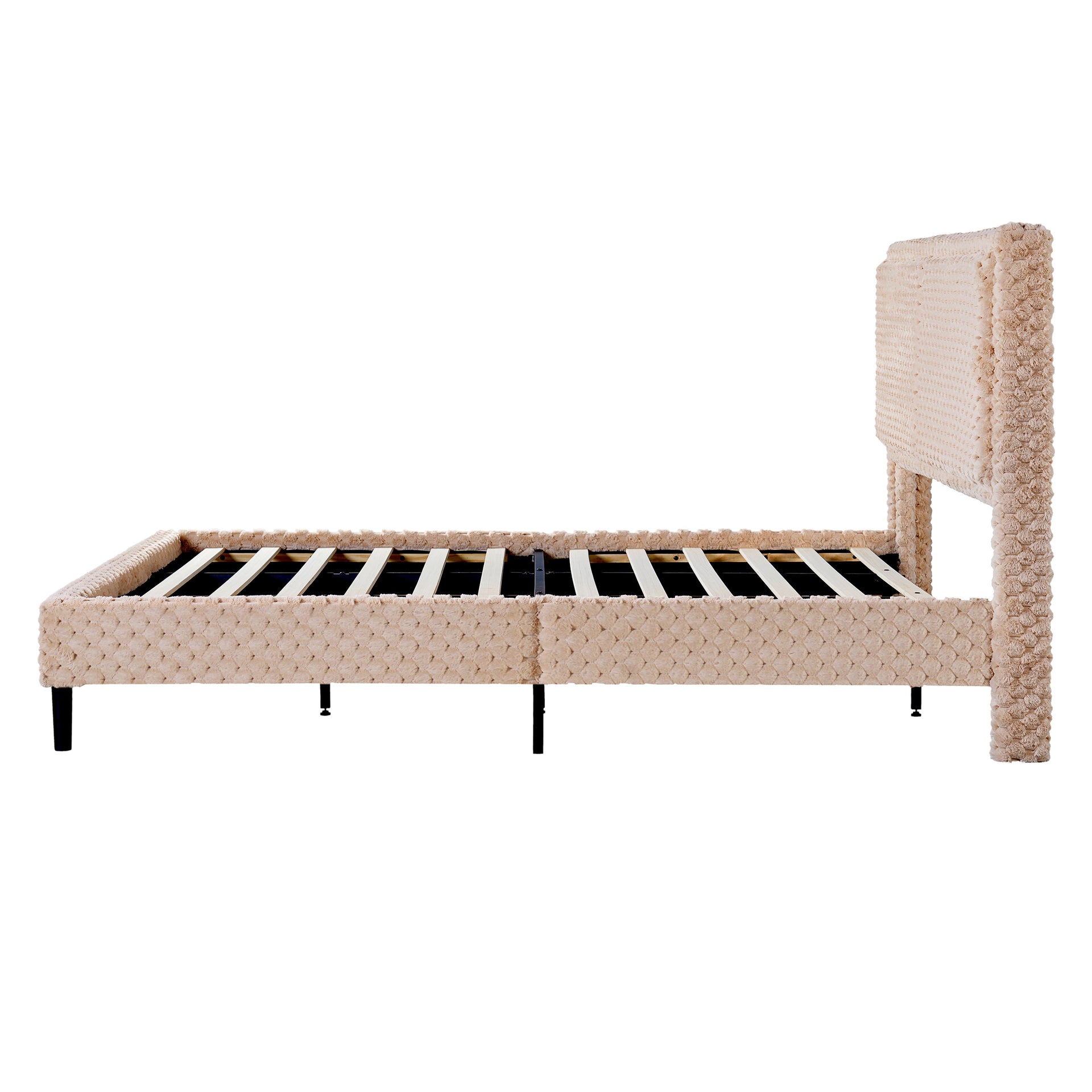 Simple Modern Camel Plush Soft Bed — King Size