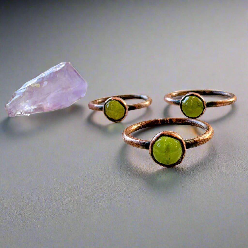 Copper Peridot Ring - A Symbol of Renewal & Joy | By Blackbird & Sage