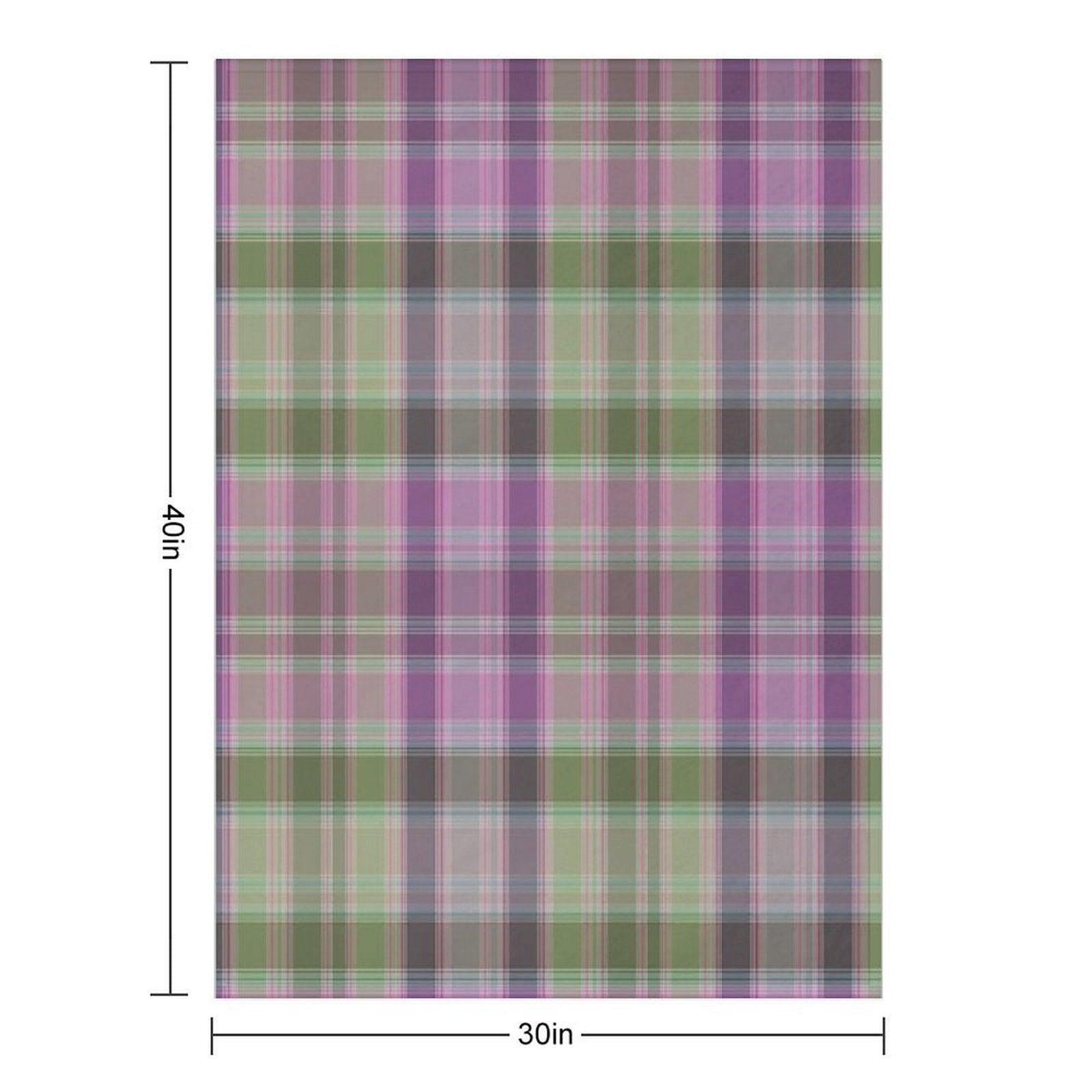 Green And Lilac Tartan Plaid. Throw Blanket