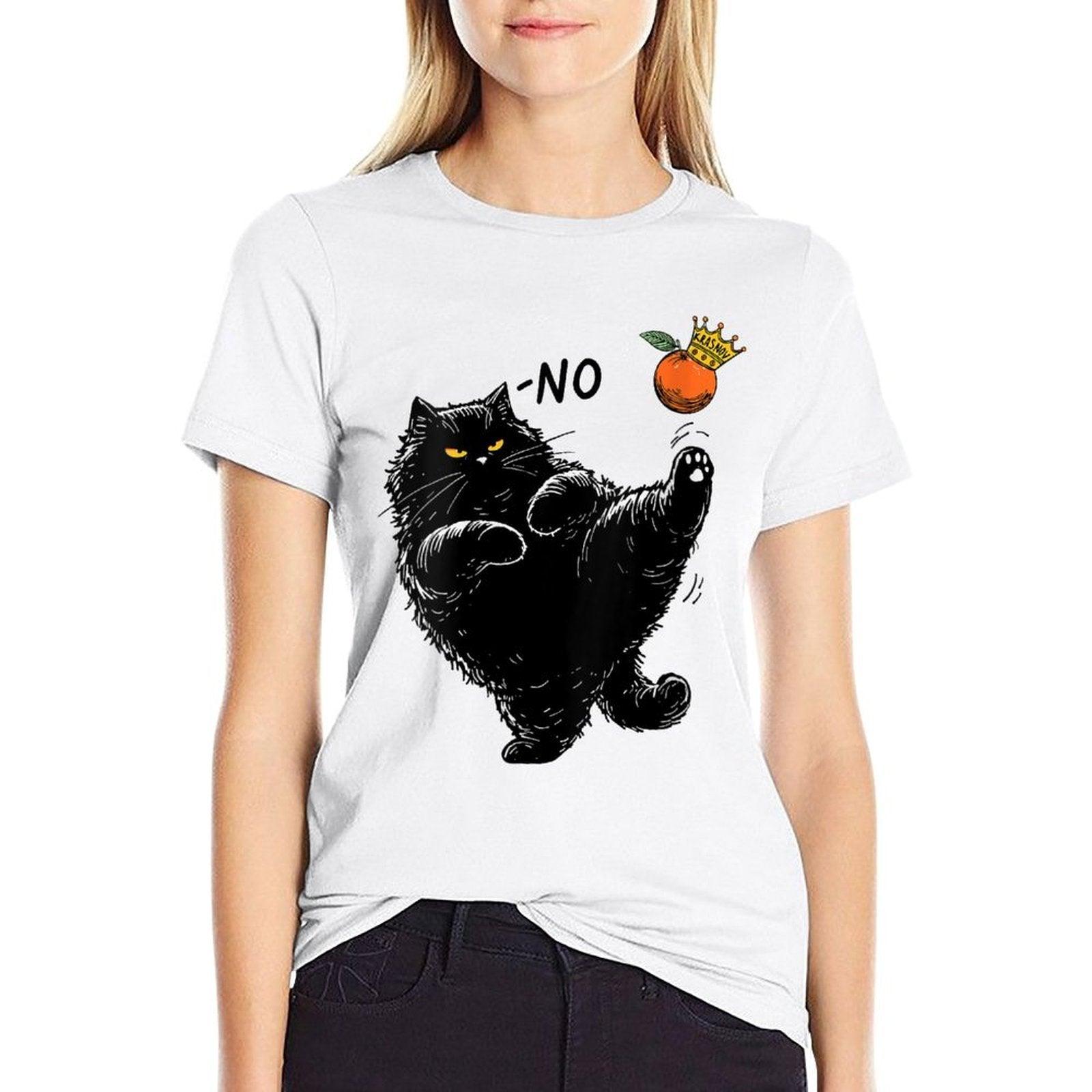 Womens Black Cat No Kings In America We The People Political  Summer-ready Fabric T-Shirt