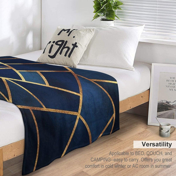 Navy Gold Stone Geometric Throw Blanket