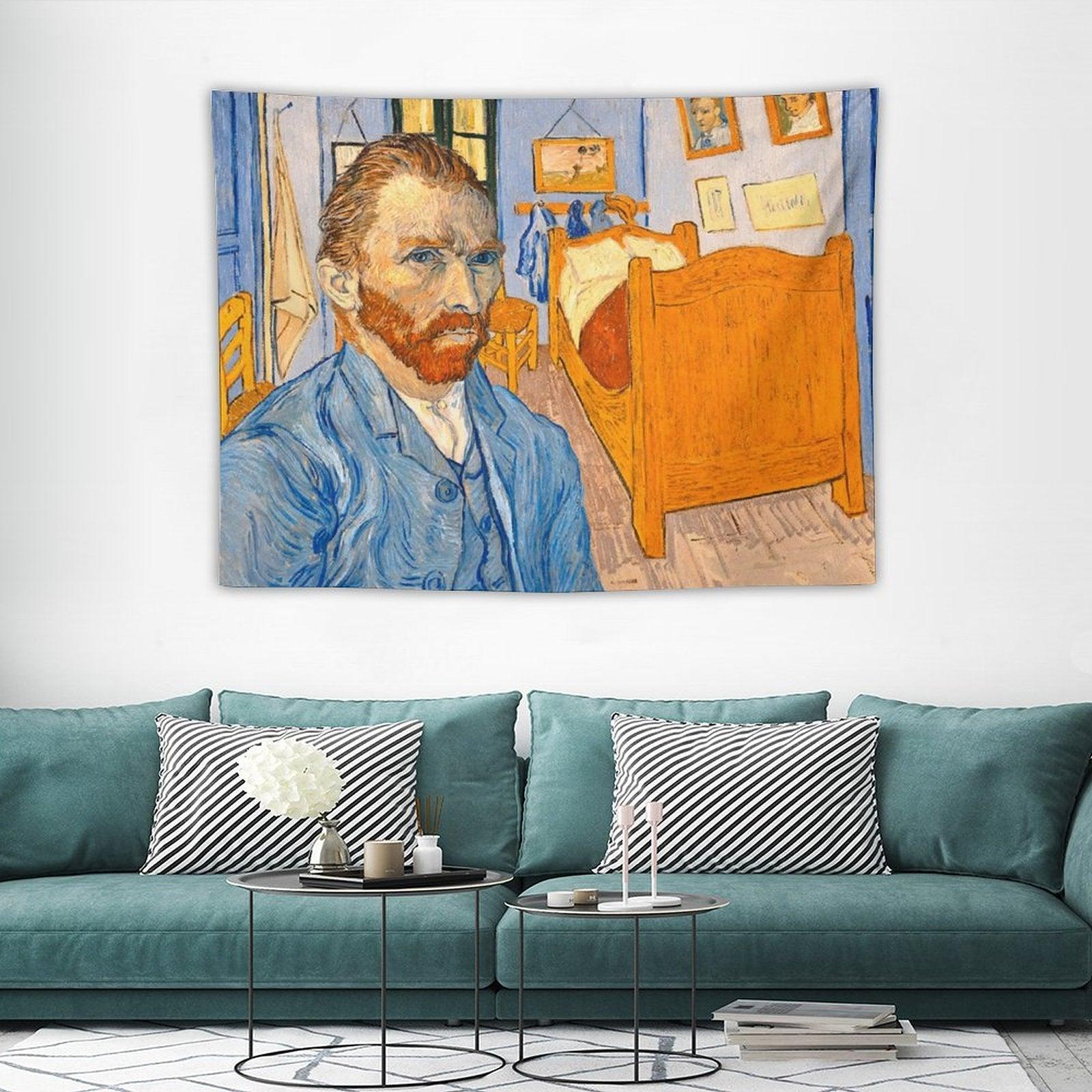 Van Gogh in Front of The Bedroom in Arles Tapestry