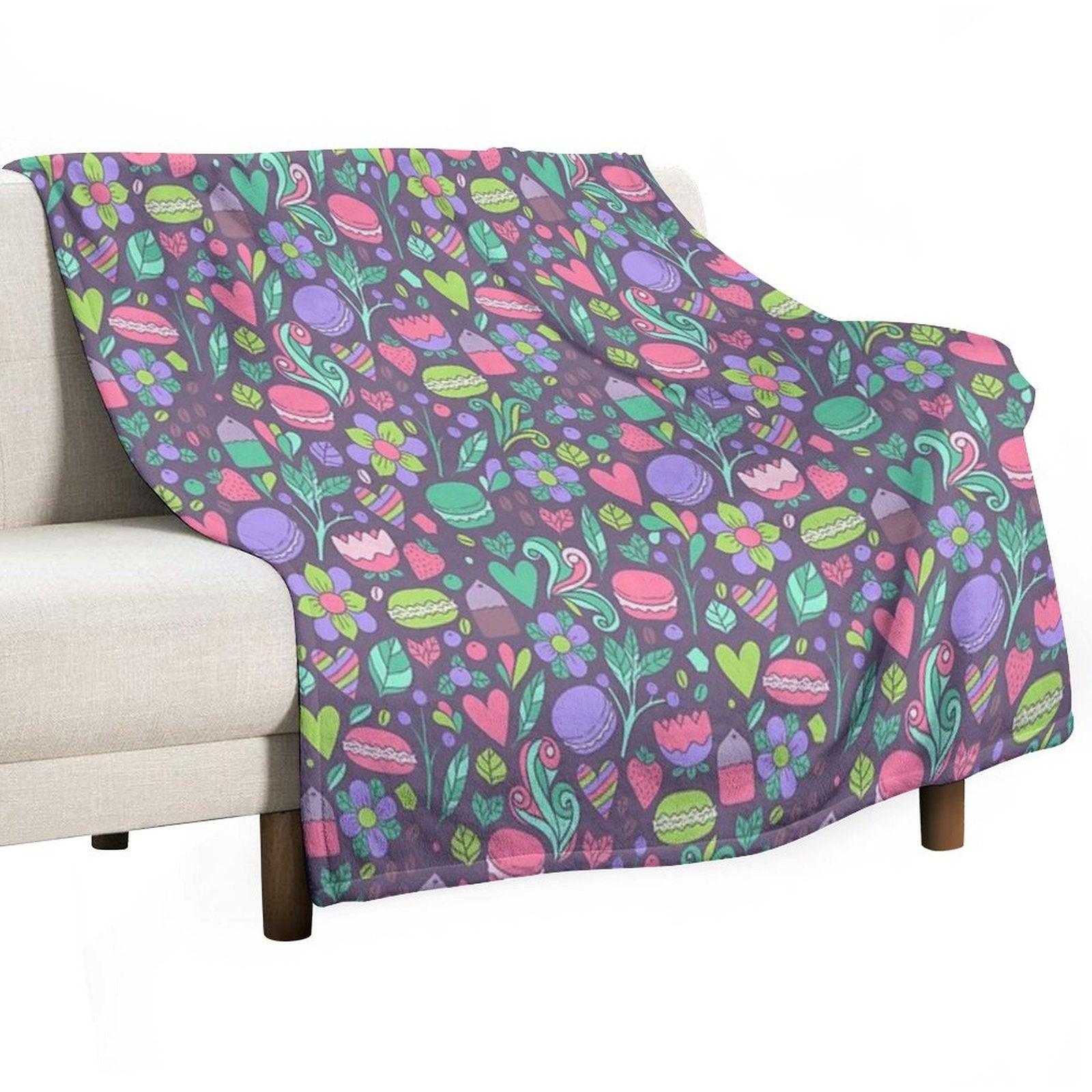 Macarons And Flowers Throw Blanket