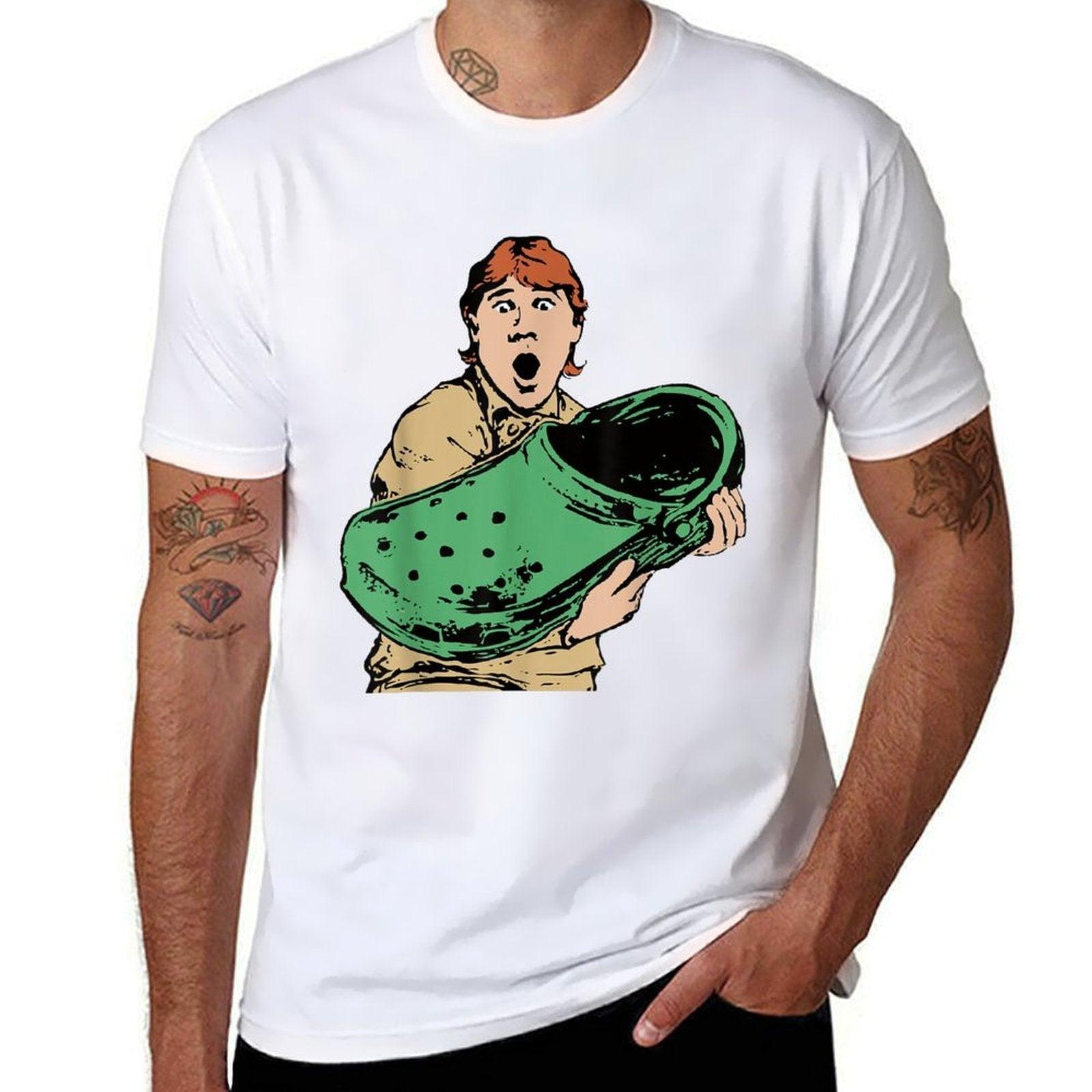 Crikey A Croc Funny Australian Crocodile Man  Ribbed Collar T-Shirt