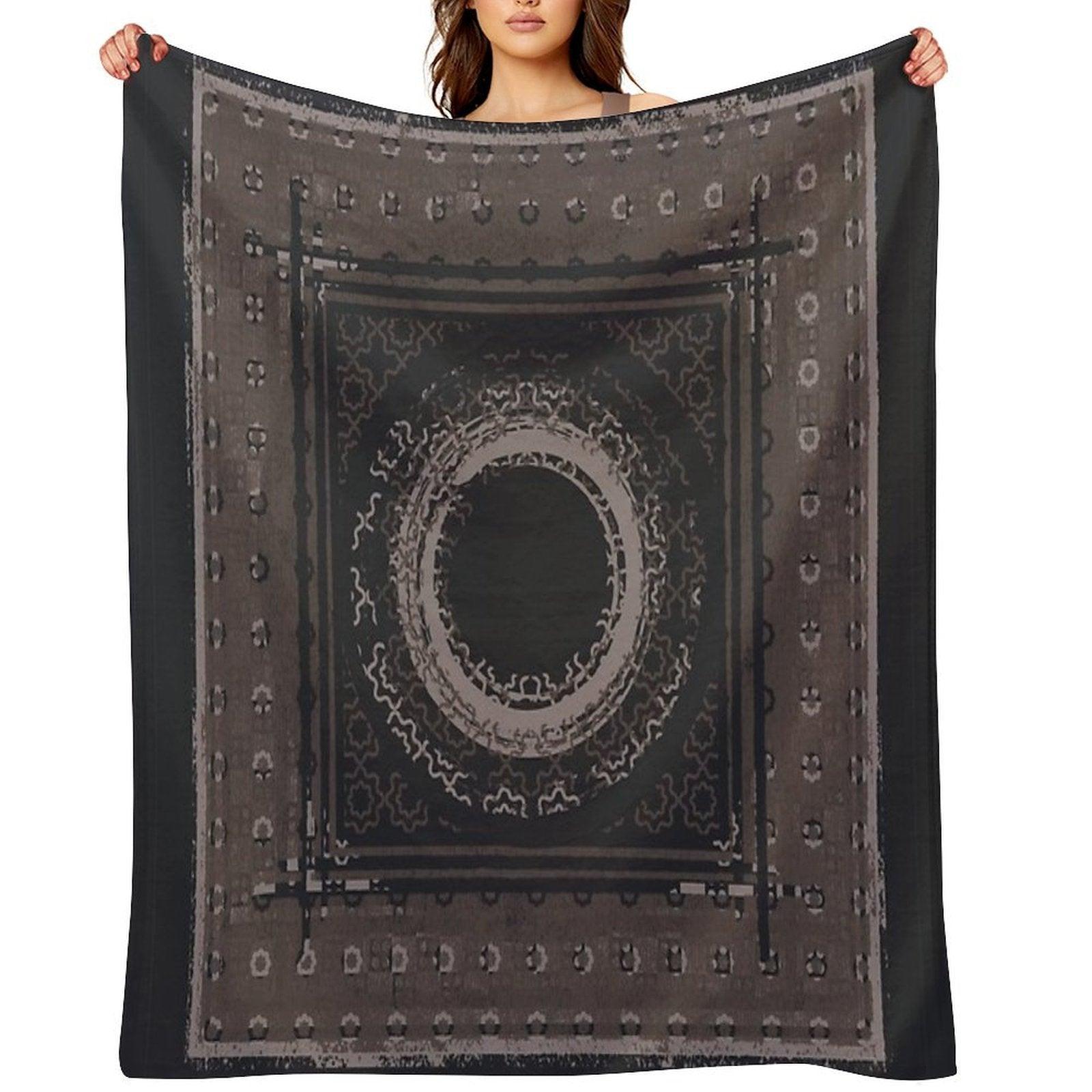 Geo Scarf Print in Navy Throw Blanket