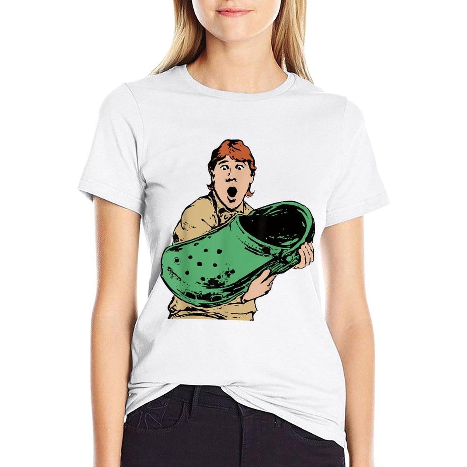 Crikey A Croc Funny Australian Crocodile Man  Ribbed Collar T-Shirt