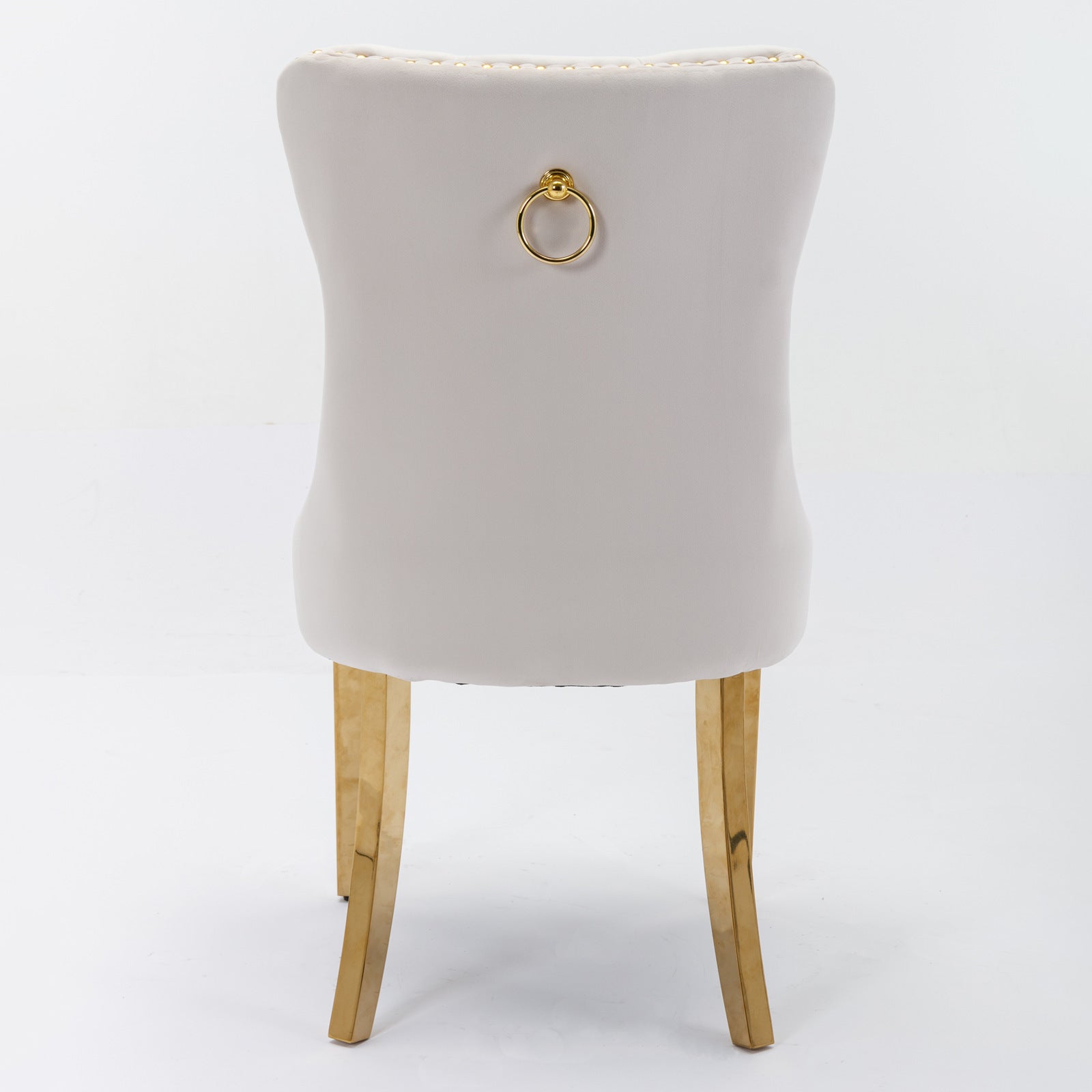 Nikki Collection Modern Tufted Solid Wood Velvet Upholstered Dining Chair with Gold Legs