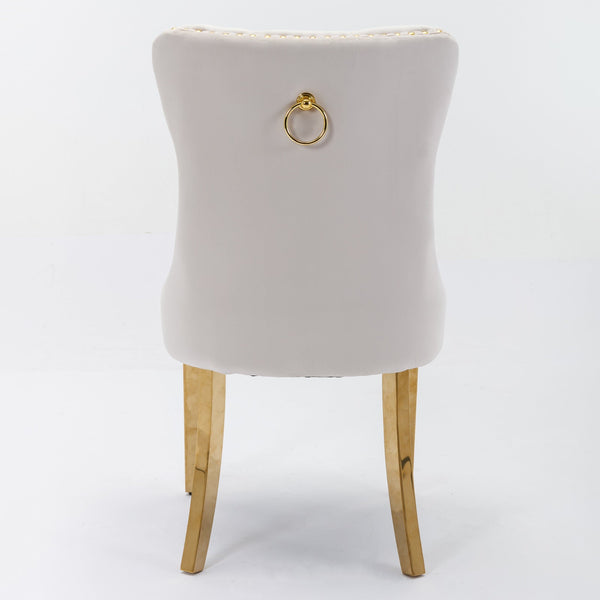 Nikki Collection Modern Tufted Solid Wood Velvet Upholstered Dining Chair with Gold Legs