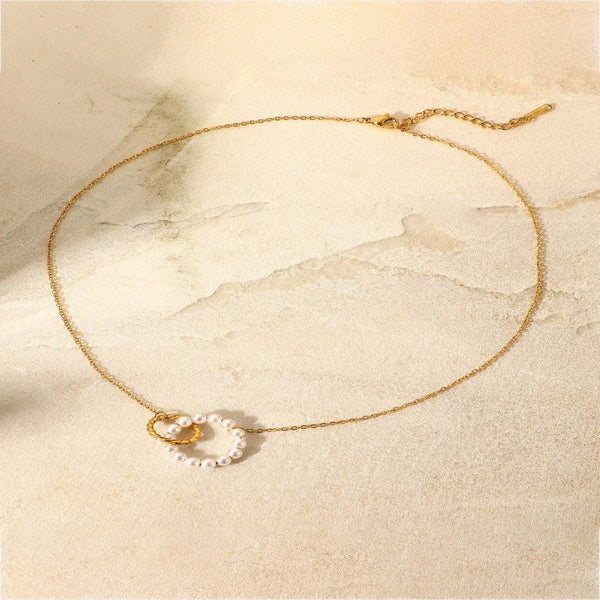 Gold & Pearl Hoop Link Pendant Necklace - Gifts for You 'n Me