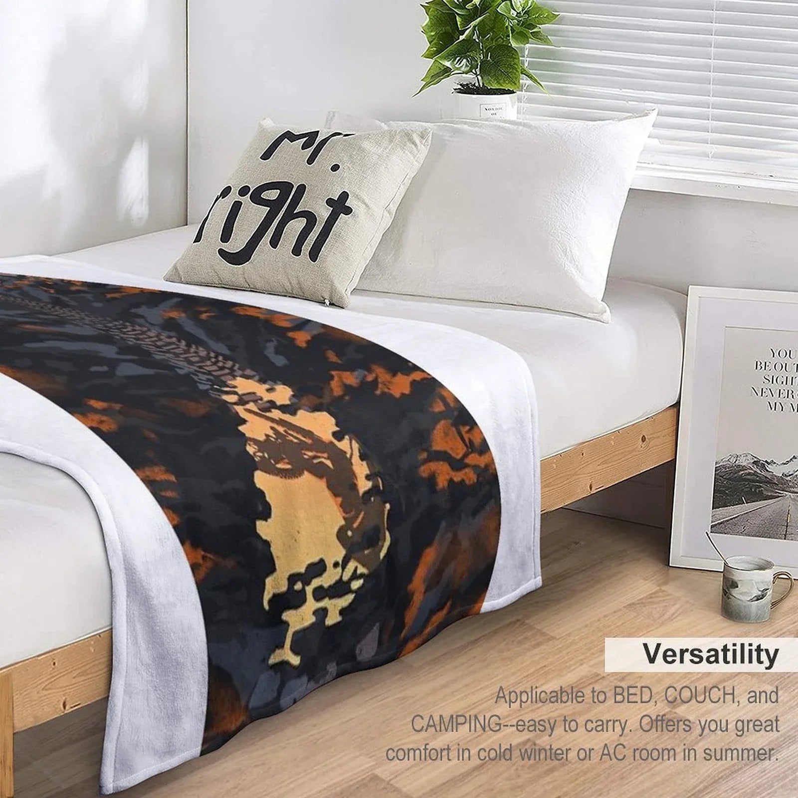 Retro Styled Mountain Biking Dirt Jumper Sunset Throw Blanket