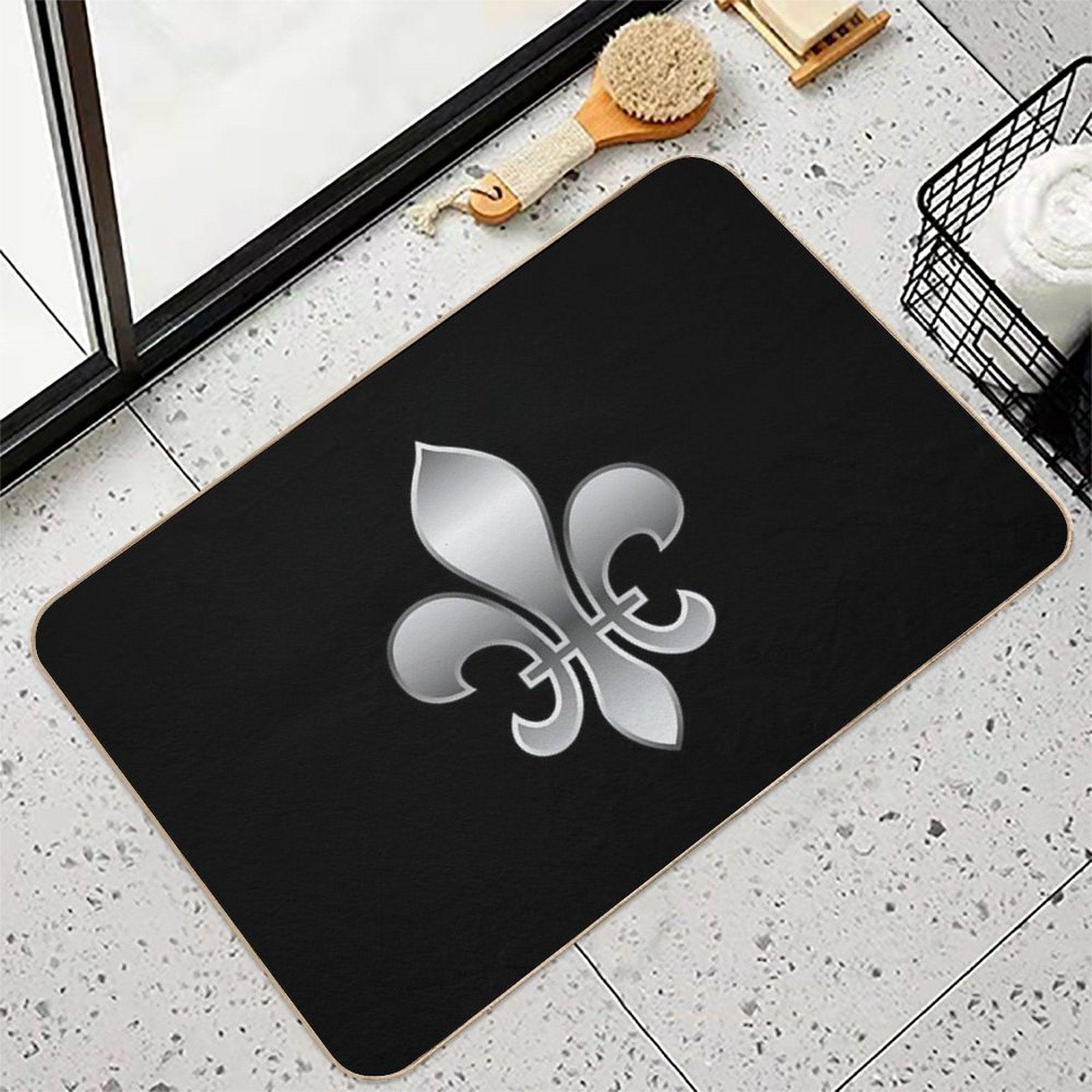 Fleur De Lys  Fleur De Lis Metallic Silver Look Bath Mat