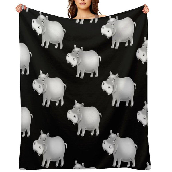 Hippo Cute Hippopotamus Throw Blanket
