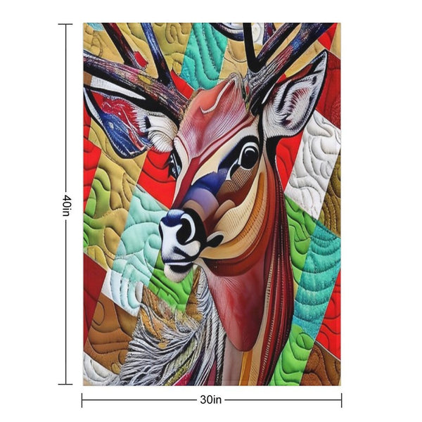 Beautiful Buck Deer Simulated Quilt Pattern Sustainable Throw Blanket