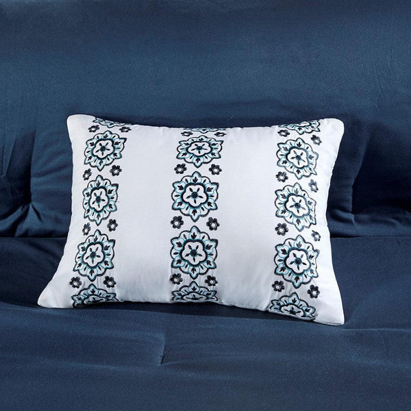 Loretta Boho Comforter Set with Bed Sheets in Navy by Intelligent Design