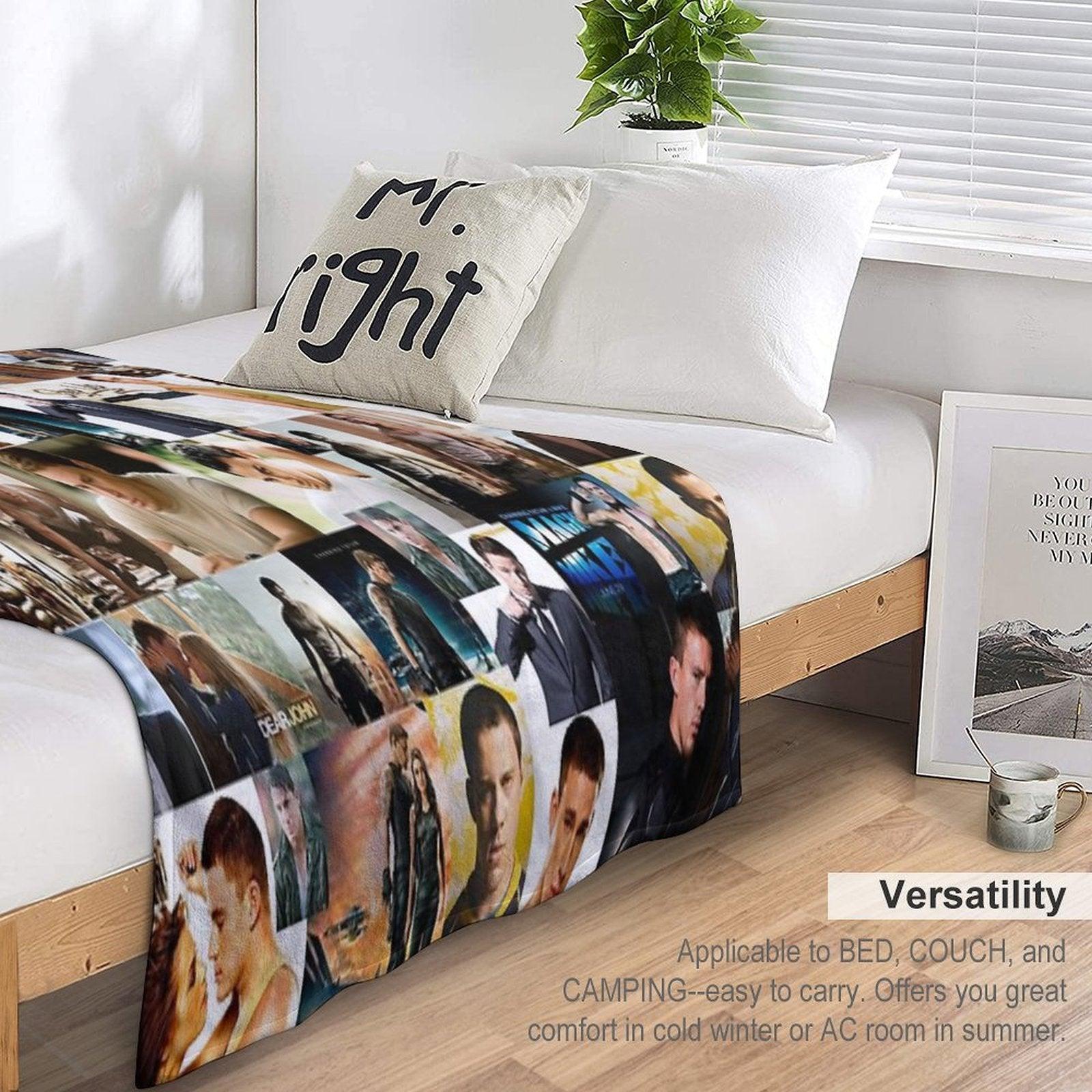 Channing Tatum Seamless Squarish Photo Collage Throw Blanket