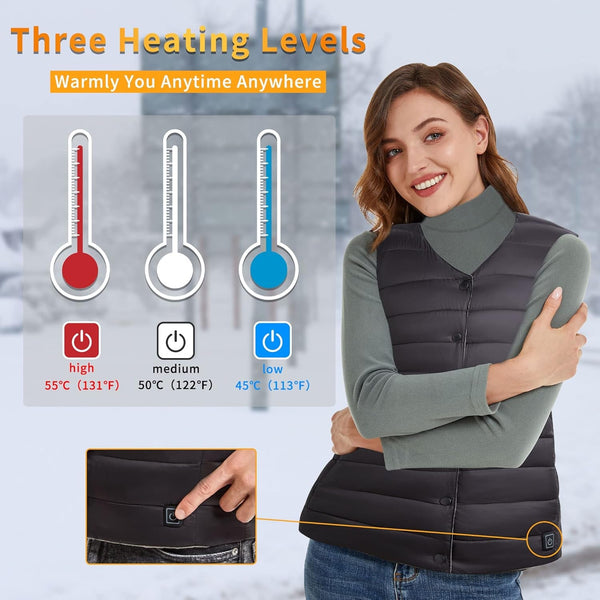 USB Heated Vest - Lightweight Rechargeable for Women GOODSPHORIA.COM