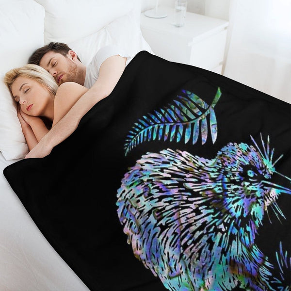 NEW ZEALAND KIWI AND FERN PAUA Sustainable Throw Blanket