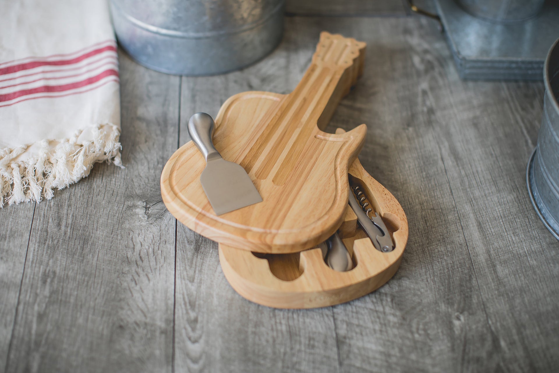 Guitar Cheese Cutting Board & Tools Set