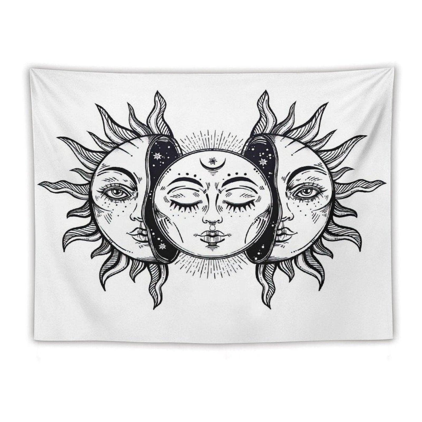 Vintage Solar Sun And Moon Tapestry