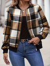 Plus Vintage Size Plaid Baseball Collar Zip-Up Jacket Trendy & Comfortable Outerwear for Any Occasion