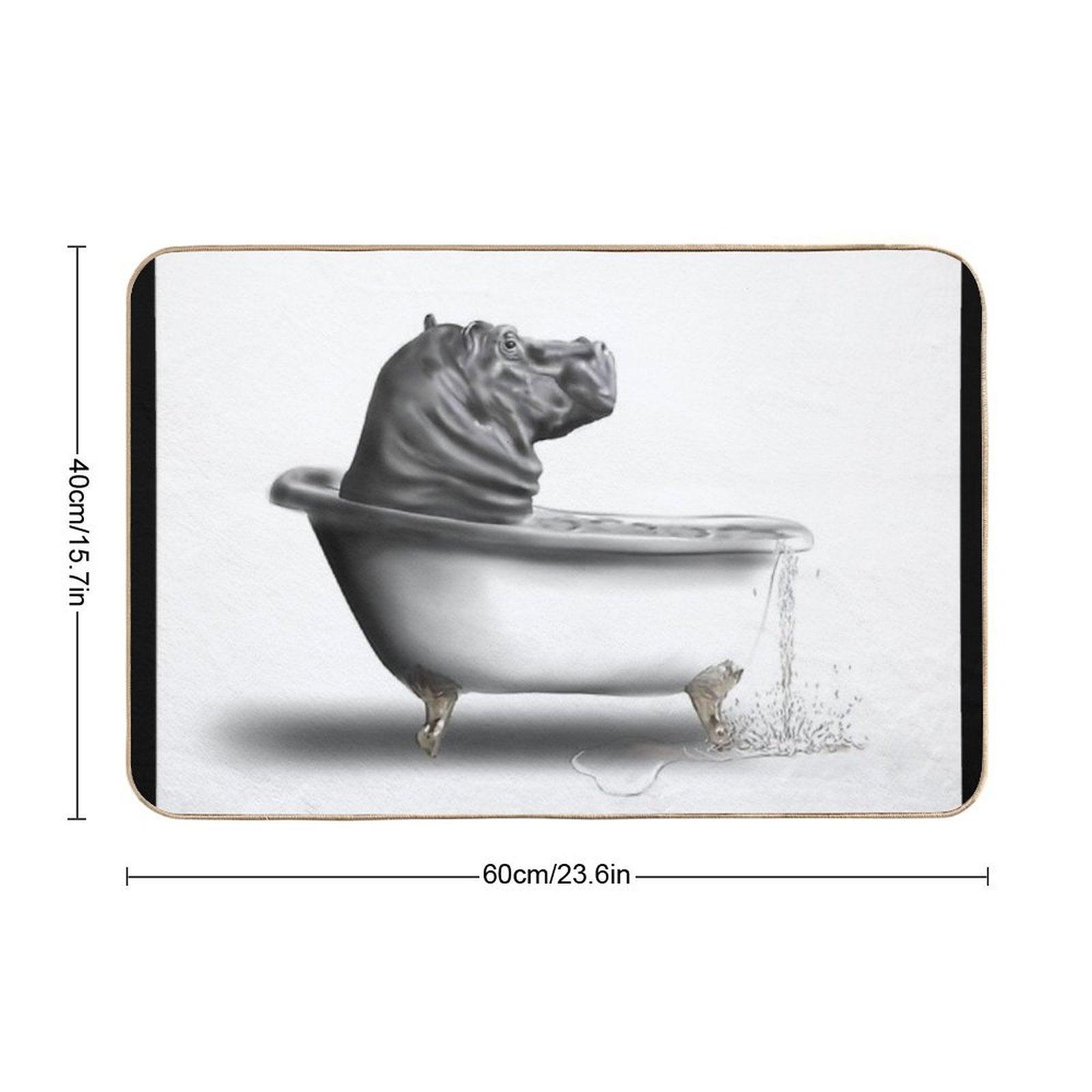 Hippo in The Bath Bath Mat