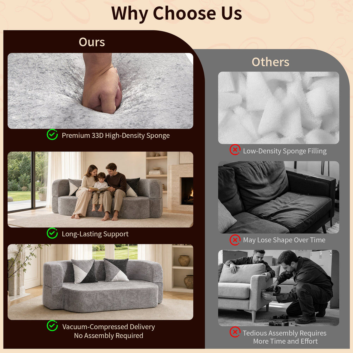 Eggshell Convertible Sofa Bed