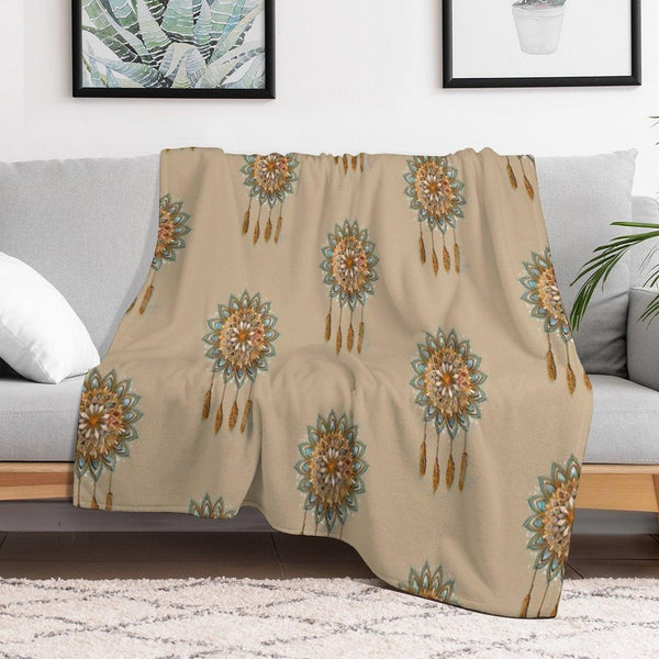 Golden Dreams Dreamcatcher Throw Blanket