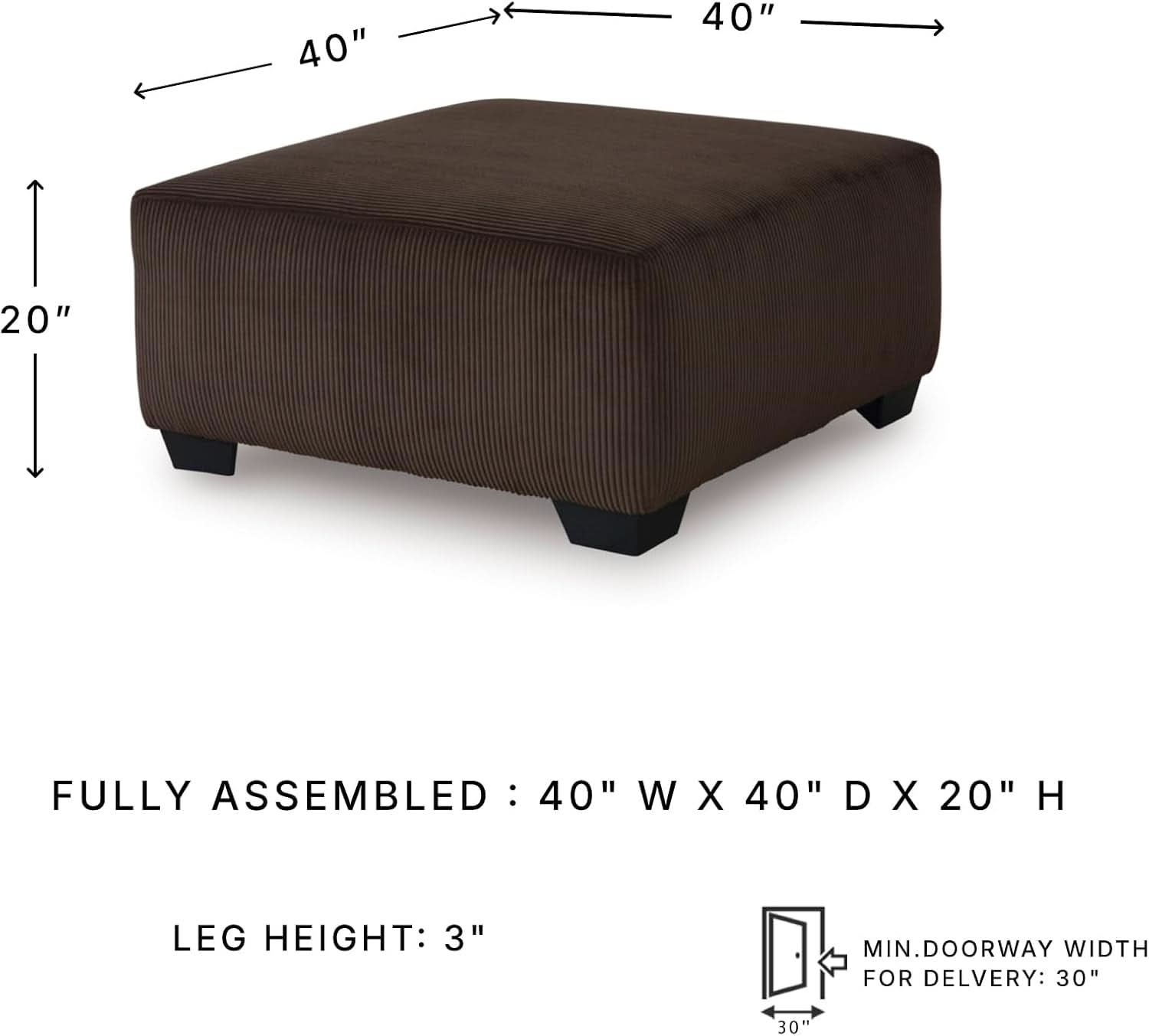 Ottoman Dark Brown Textured Stripe Statement Piece