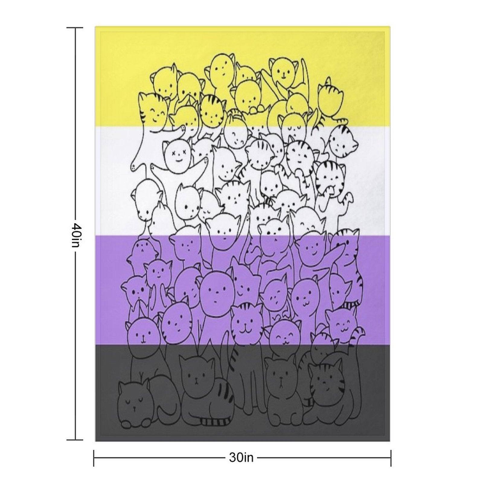 Nonbinary Enby Cat Pride Flag Plush Throw Blanket