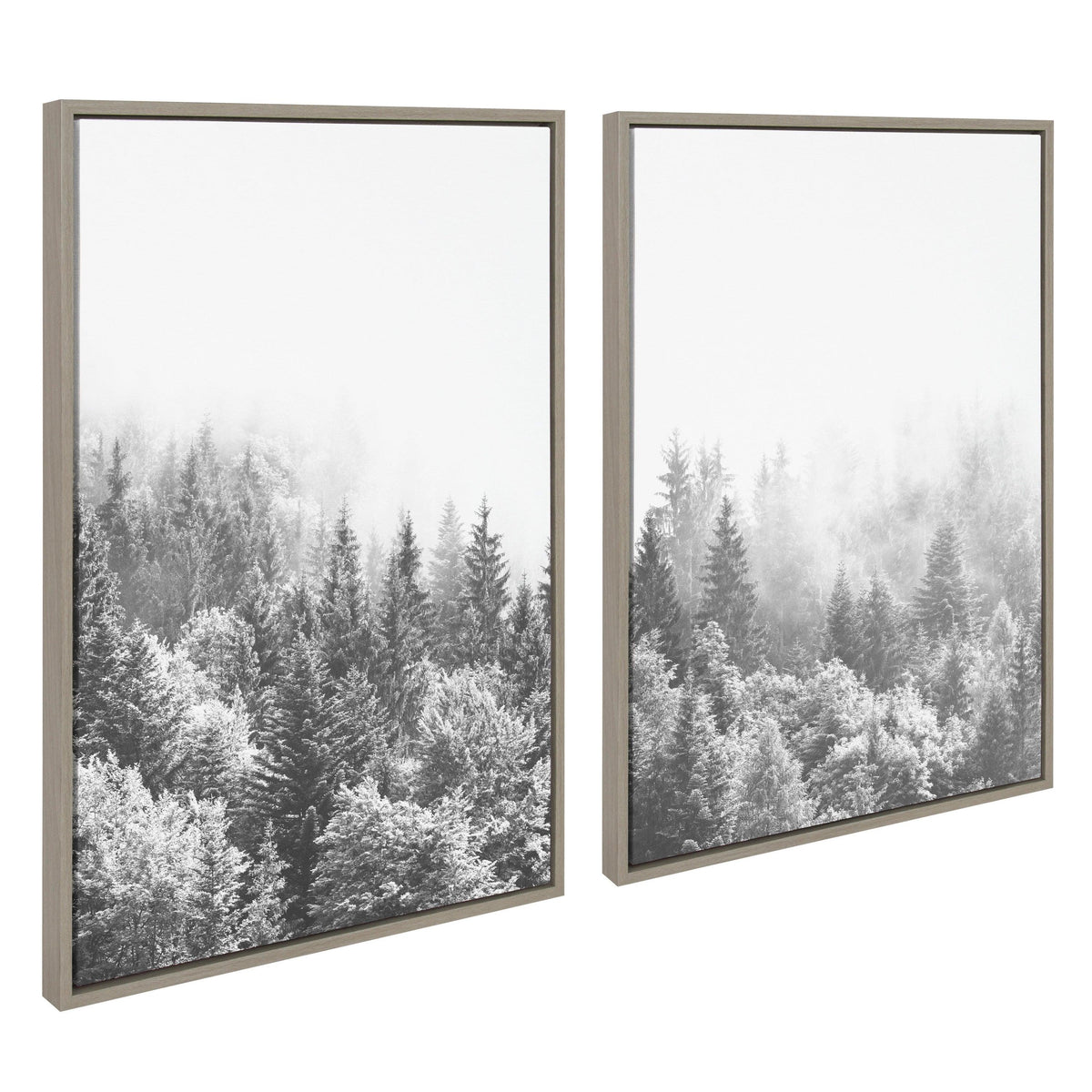 Sylvie Forest On A Foggy Day Black and White Framed Canvas Set by The Creative Bunch Studio
