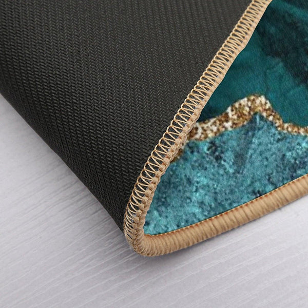 Amazing Blue And Teal Faux Malachite Marble Bath Mat