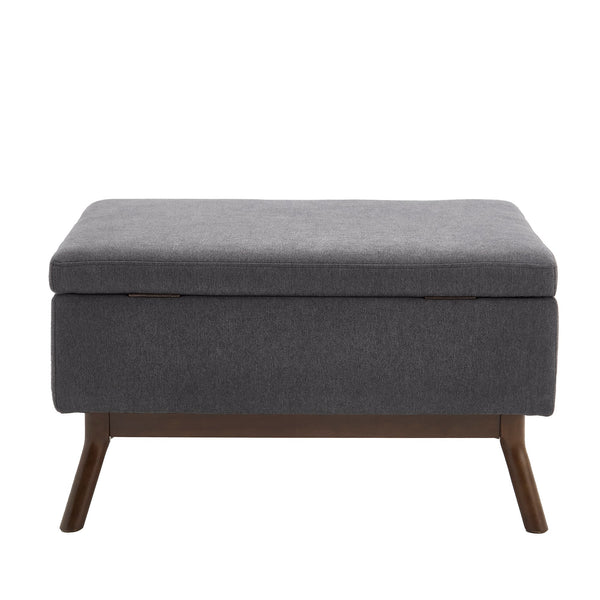 Mid-century modern square coffee table storage bench, assembled, suitable for living room, entryway and family room, used as a coffee table, stirrups, shoe bench