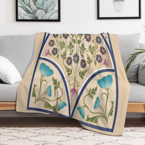 Art Nouveau Morning Glory Garden Plush Throw Blanket