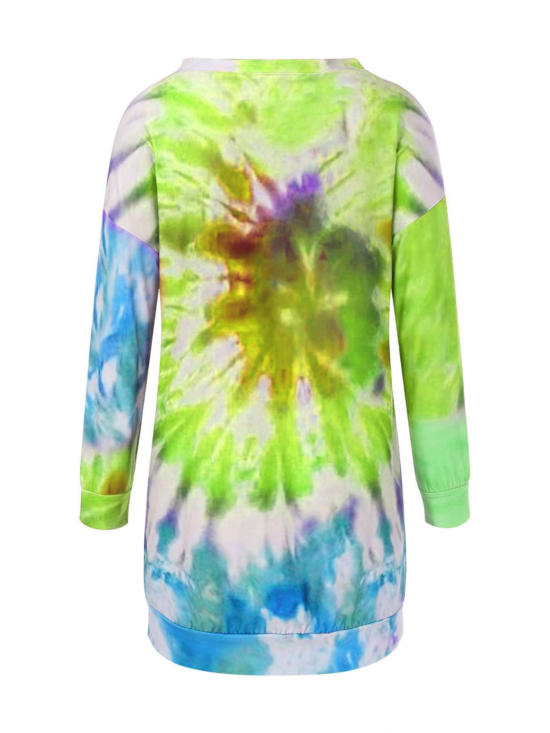 Full Size Tie-Dye Round Neck Long Sleeve Dress Trendy & Comfortable Casual Dress for Women