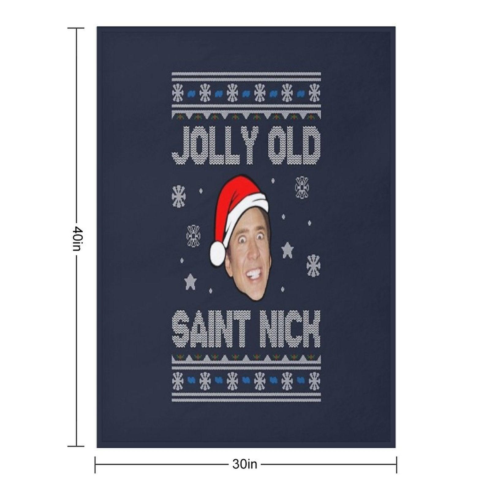 Jolly Old Saint Nick Nicolas Cage Christmas Throw Blanket