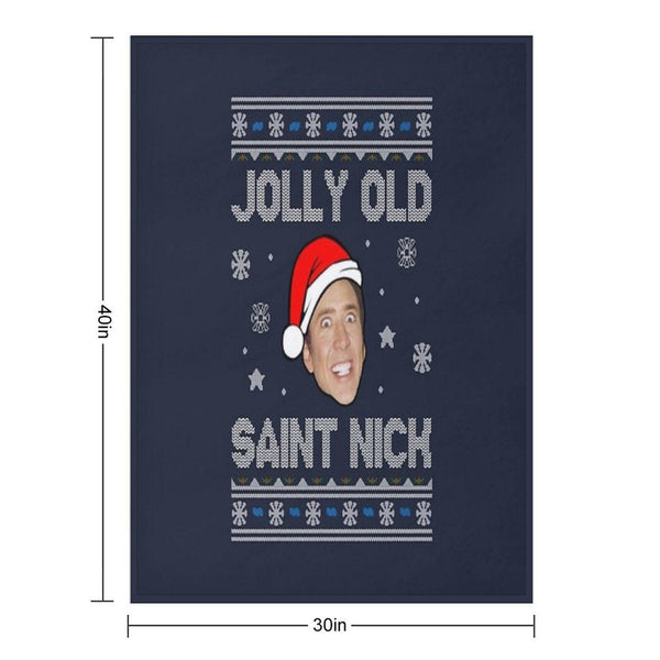 Jolly Old Saint Nick Nicolas Cage Christmas Throw Blanket