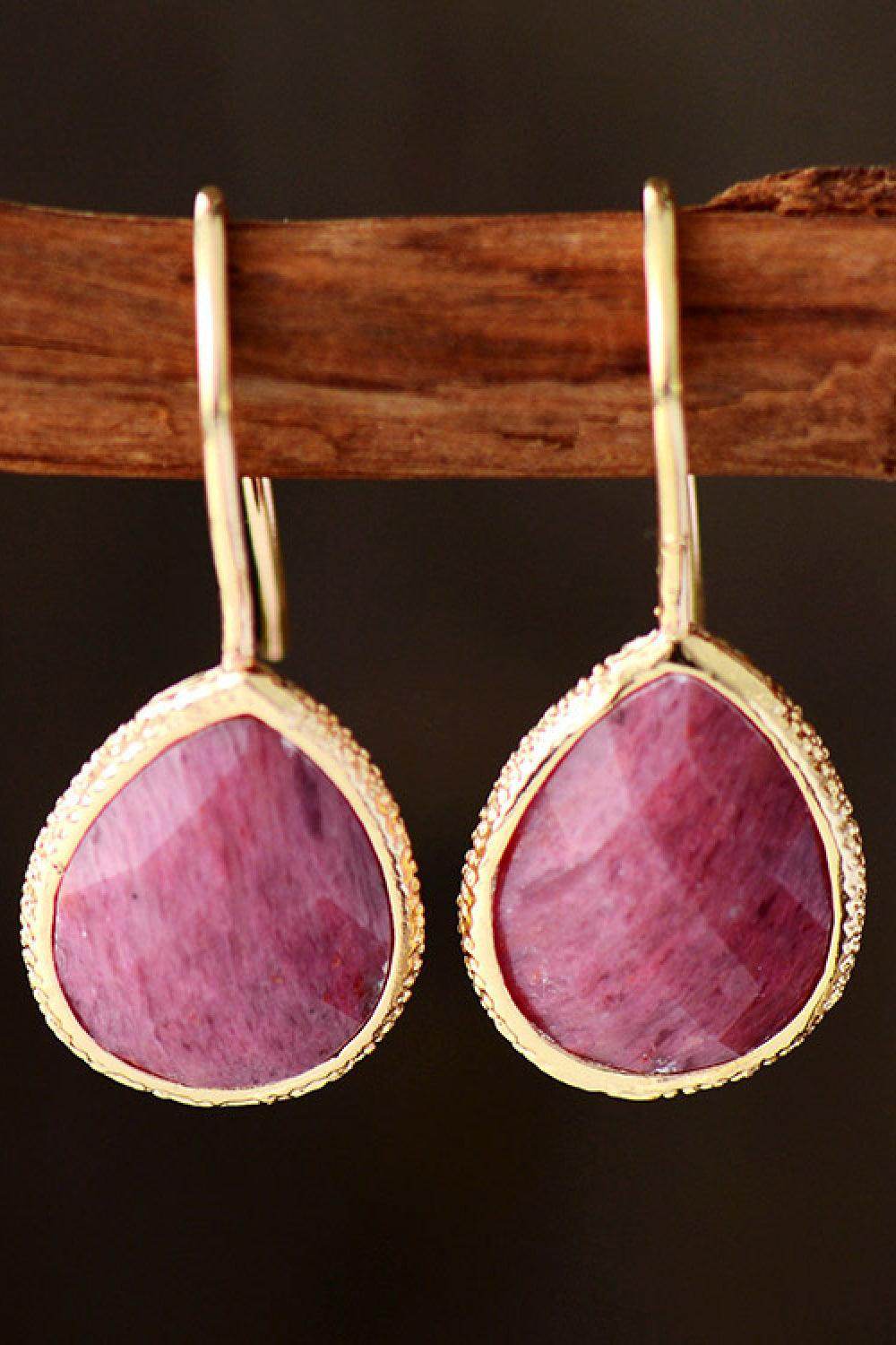 Handmade Natural Stone Teardrop Earrings in Modern Style