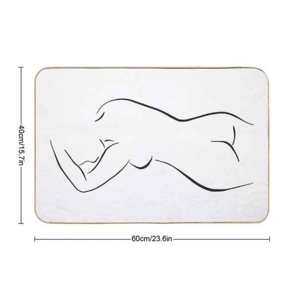 Minimal Female Body Line Art Bath Mat