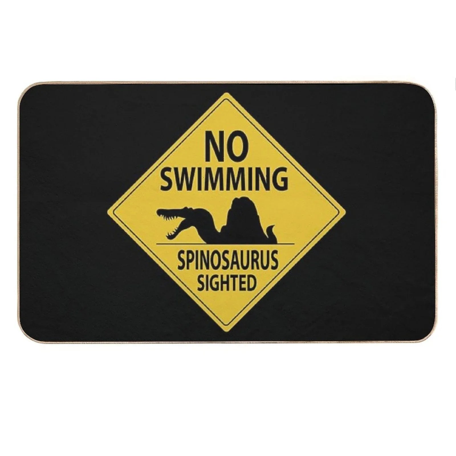 No Swimming - Spinosaurus Sign Bath Mat