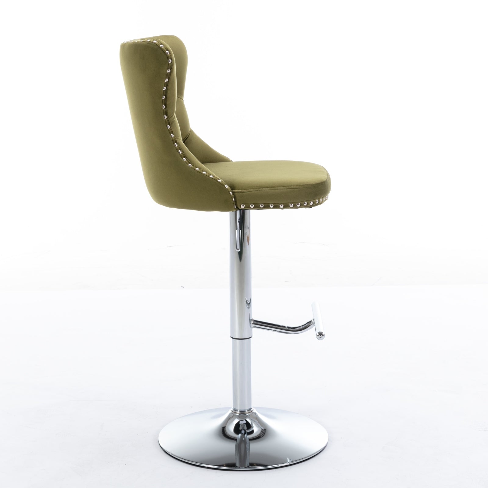 Modern Velvet Swivel Barstools with Adjustable Seat Height and Chrome Base